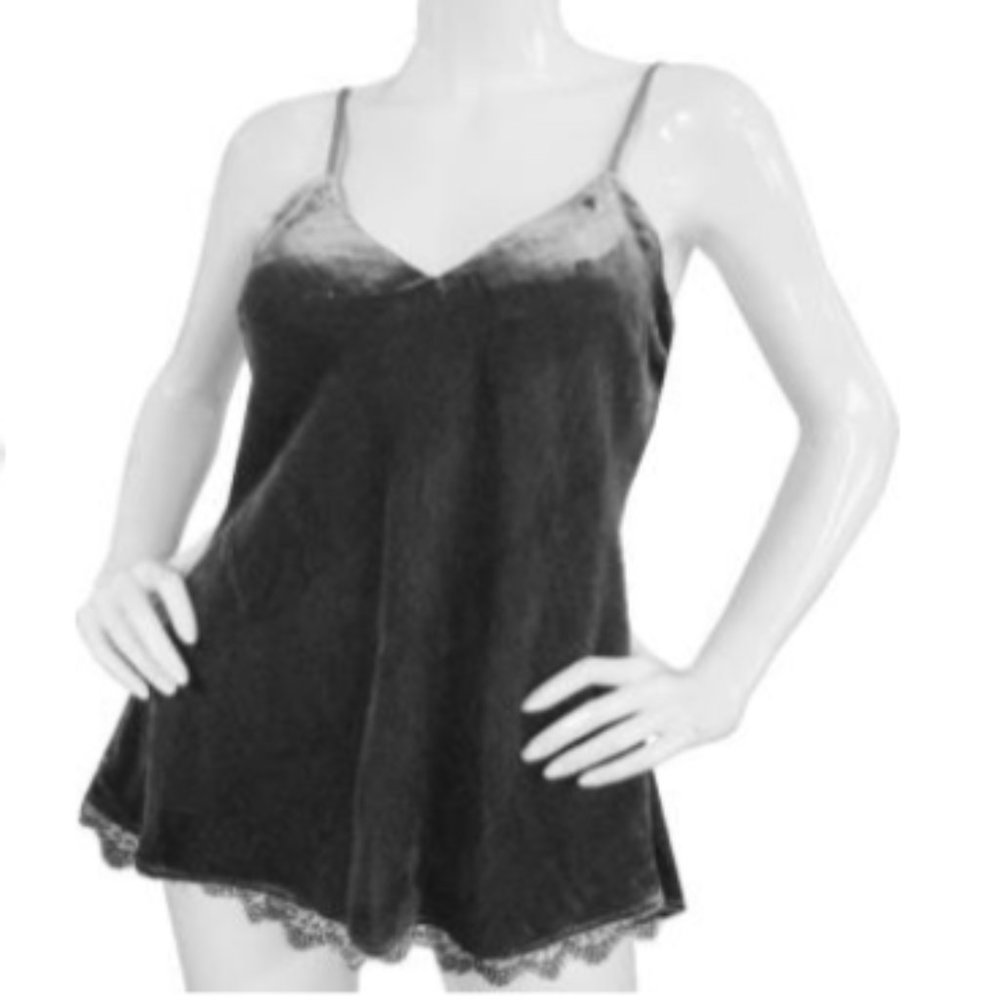 Gold Hawk Velvet V-Neck Camisole; Pewter Grey; EXCELLENT CONDITION small
